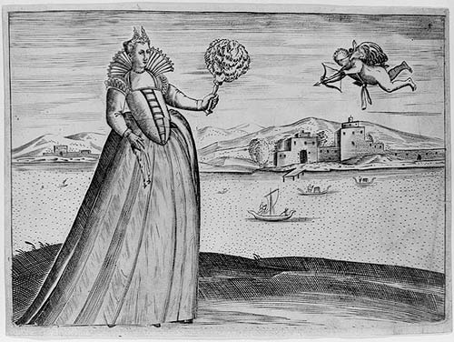 Courtesan and Blind Cupid, Pietro Bertelli, 1588. [image source]